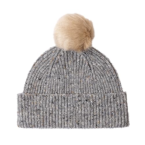 Paul Smith Gorro feminino Donegal Pom, Cinza, Tamanho Ăšnico