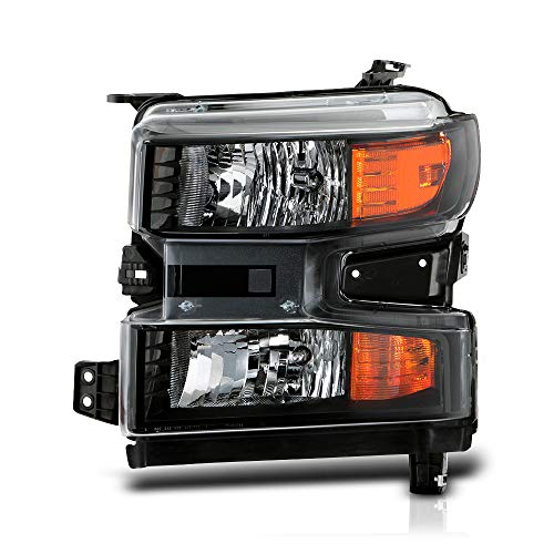 VIPMOTOZ OE-Style Left Halogen Headlight For 2019-2022 Chevrolet Silverado 1500 Pickup Truck Driver Side Black Housing Headlamp Assembly Replacement