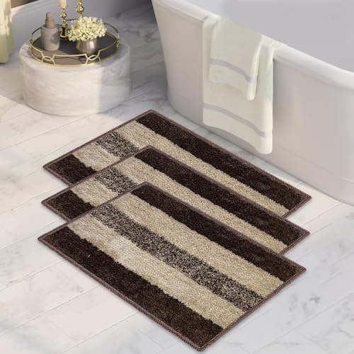 Image of CANWAY 1100 GSM Rectangular 3 Pieces|50 x 35 cm| Anti-Skid Microfiber Bathroom Door Mat, Water Absorbent Floor Mat|Brown