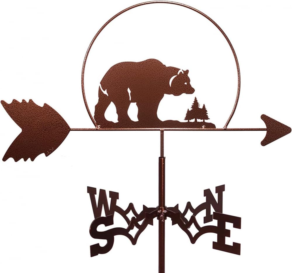 TAXXII Weather Vane,Decoive Garden Mount Yard Stake Decoions, Stainless Steel Farm Scene Wind Direction Indicator Professionnel Measuring Tool-Bear