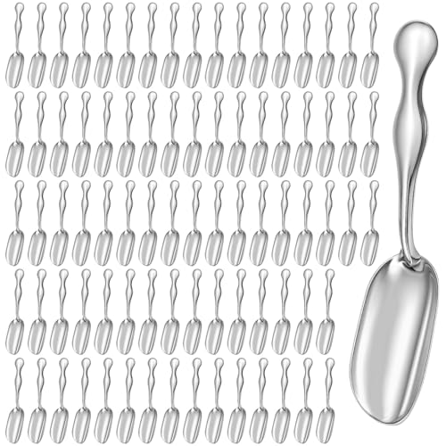 Maxdot 100 Pcs Bulk Mini Scoops for Jars 6'' Metal Small Flour Scoops for Dry Goods Canisters Tea Coffee Sugar Seasoning Powder, for Candy Buffet, Canister Kitchen