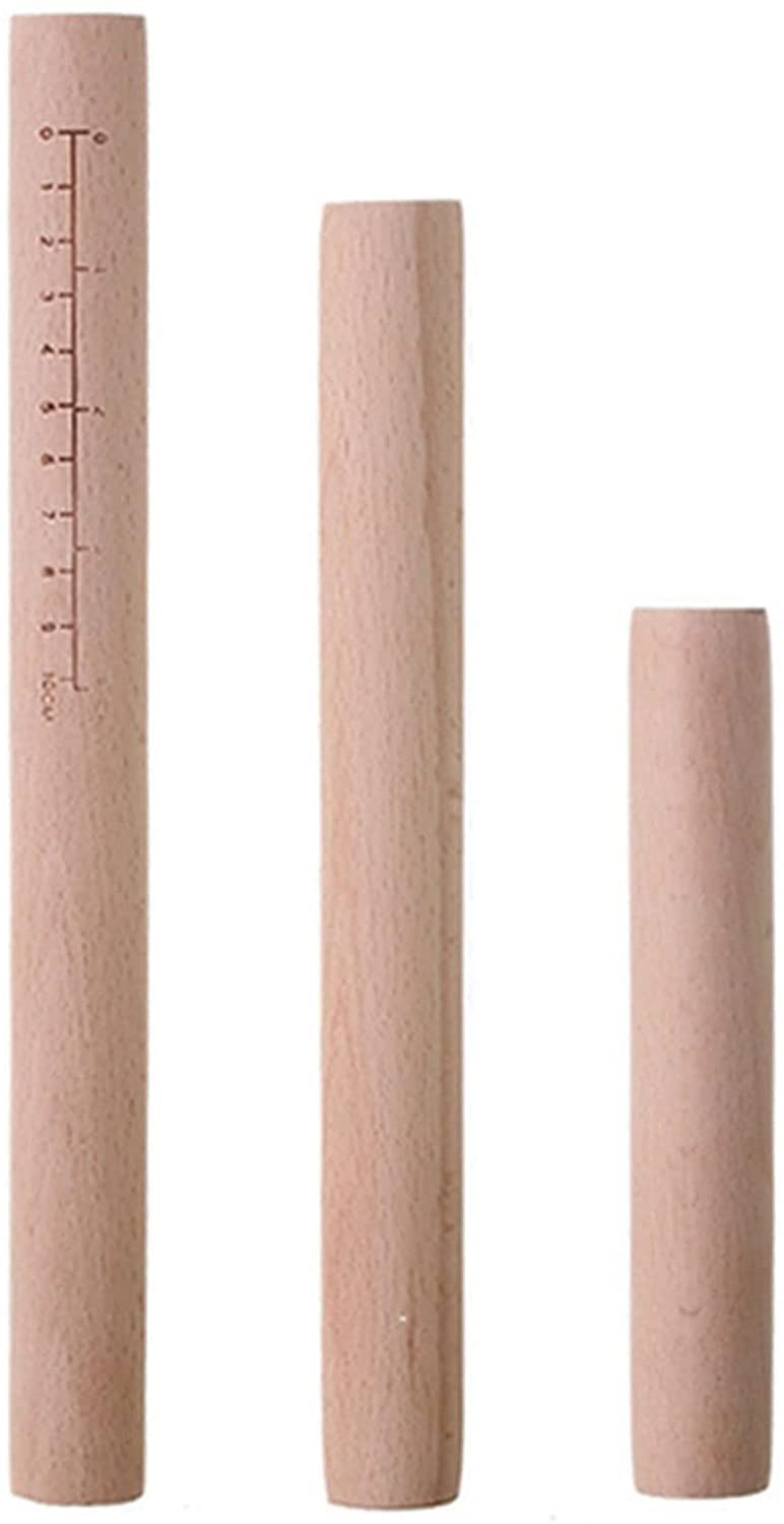 Rodillo de madera francés, rodillo cónico, rodillo de masa de pastel de fideos, pizza, pastelería, rodillo de madera de 16 cm/25 cm/30 cm, rodillo de madera con escala, herramienta para hornear