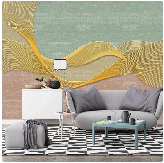Miniatura 2 de Custom Photo Wallpaper Modern 3D Stereo Golden Relief Lines Geometric Mural Living Room Sofa Background Wall Fresco Papel Tapiz-220Cmx140Cm
