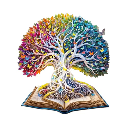 Blumuze Puzzle Bois Adulte,des Arbres Colorés Puzzle en Bois Animaux, Puzzles Animal Unique pour Adulte, Colorful Tree Wooden Puzzles 280pcs-L-34 * 31.3cm