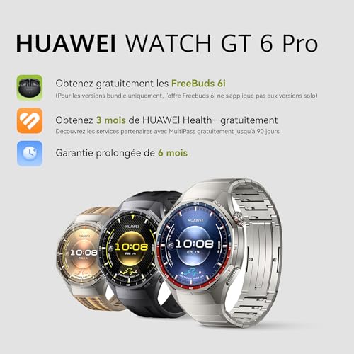 HUAWEI Watch GT6 Pro 46mm Montres connectées + Freebuds 6i Noir Écran AMOLED de 1,47 Pouce, Jusqu'à 21 Jours d'autonomie, Cyclisme de Niveau Professionnel, Compatible avec iOS et Android, Black