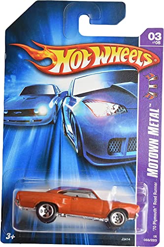Hot Wheels '70 Plymouth Road Runner Dark Orange 1:64 Scale Car 3/5 Mowtown Metal #88