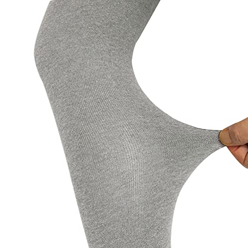 Image of Tom & Mary Women's Thigh High Socks, Combed Cotton (85%), Non-Slip, Soft, Stripe & Solid Colors, Over Knee Extra Long Socks (Grey) (3 Pairs)