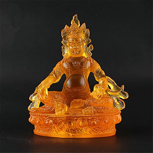 Estatua de Buda Jambhala de resina amarilla 14.5 cm miniatura 2