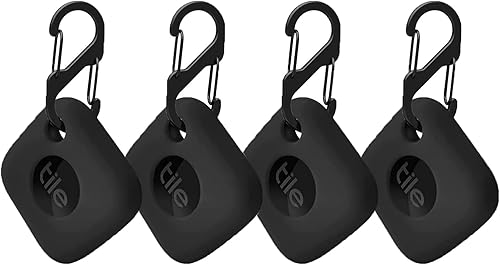 Miniatura 8 de VAEKNVG 4 fundas para Tile Mate Tracker 2022, funda protectora de silicona suave que absorbe los golpes con accesorios de mosquetón (negro, azul,