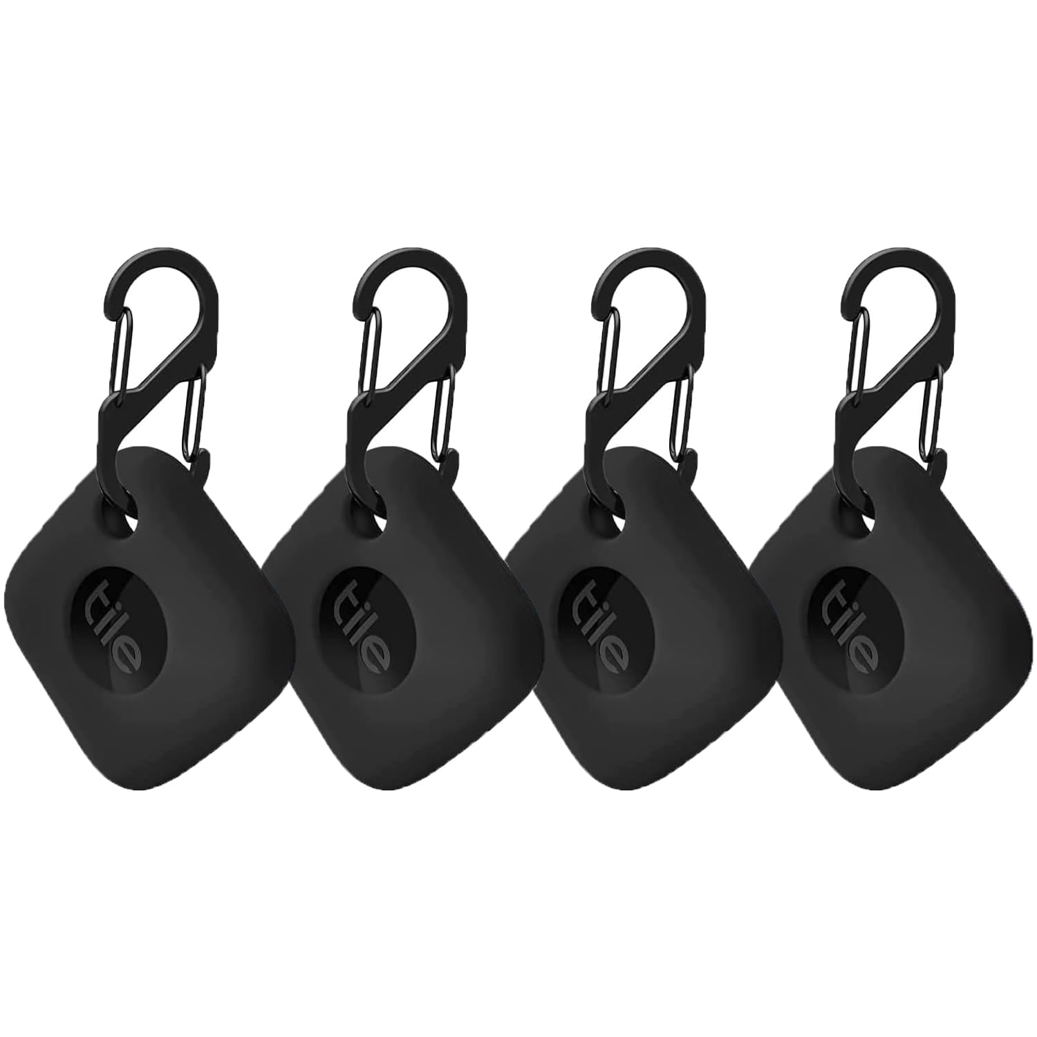 4PCS Case for Tile Mate Tracker 2022, Soft Silicone Skin Cover Shock-Absorbing Protective Case with Carabiner Accessories (4PCS Black)-image-29