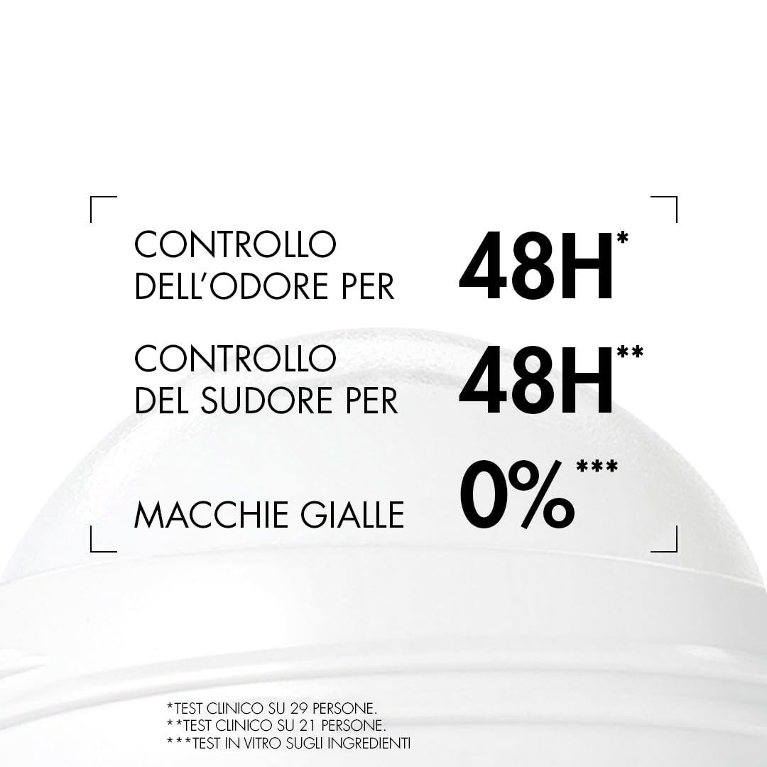 BIOTHERM, Deo Pure Invisible Roll-On, Deodorante Roll-On Antitraspirante, Efficace fino a 48H, Anti Macchie Bianche e Gialle sui Vestiti
