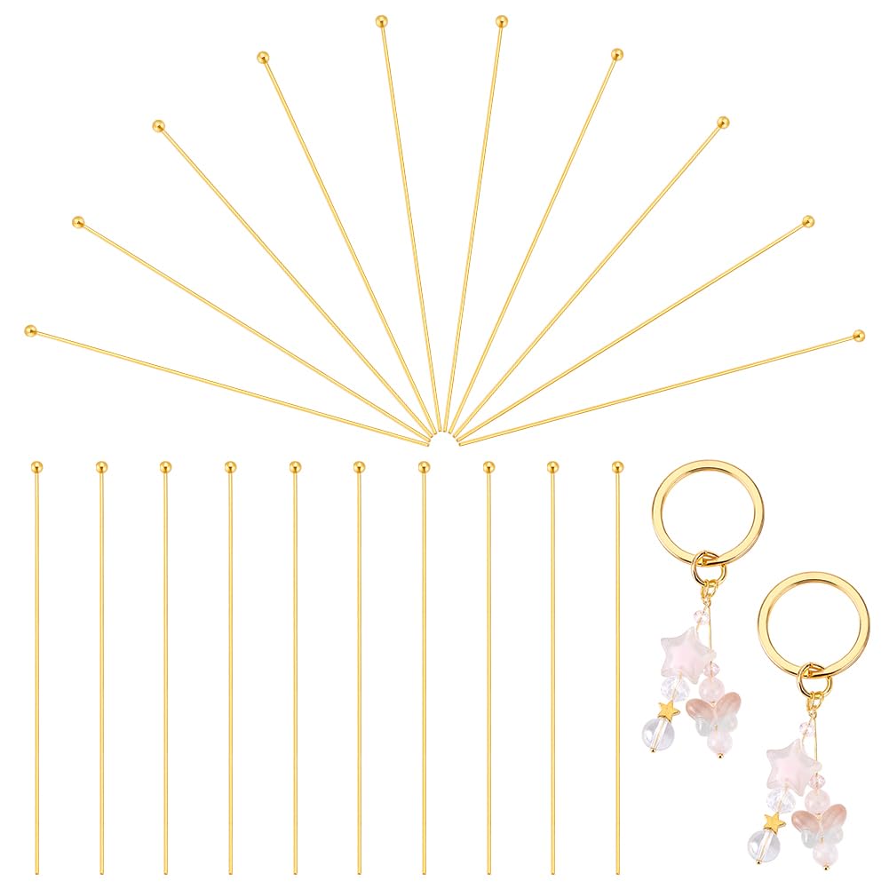PH PandaHall 925 Sterling Silver Ball Head Pins 20pcs 2 inch Ball Pins Golden Headpins Bendable Pin for Earring Jewelry Making Beading Pendants Handicrafts DIY Project Pin: 0.5mm