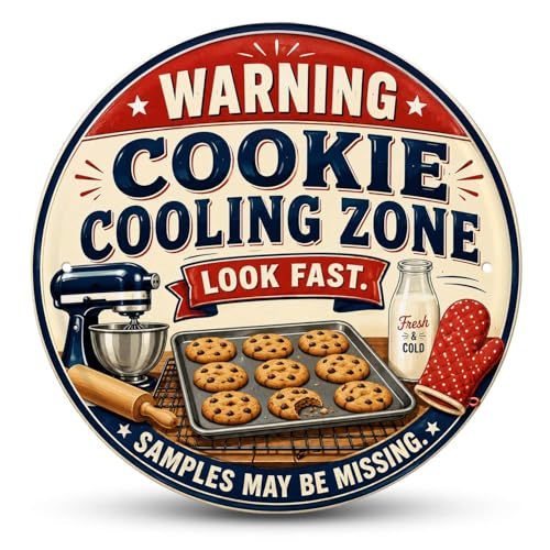 Cookie Cooling Zone tin Sign Vintage Baking Kitchen Metal Signs Round Vintage Sign...