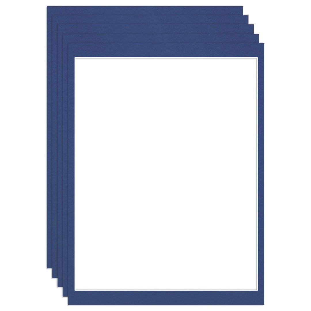 Procut Global 16x12" Blue Picture Mounts to Fit 14x11" Aperture - Precision Cut Cardboard Photo Mount - Ideal for Frames, Prints, Artwork & Certificates - Sizes & Colours Available - 5 Pack