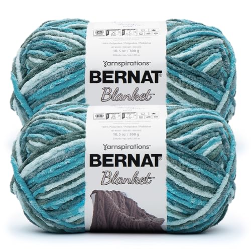 Image of Bernat Blanket BB Stormy Ocean Yarn - 2 Pack of 300g /10.5 oz - 100% Polyester - #6 Super Bulky - 220 Yards - Knitting /Crochet