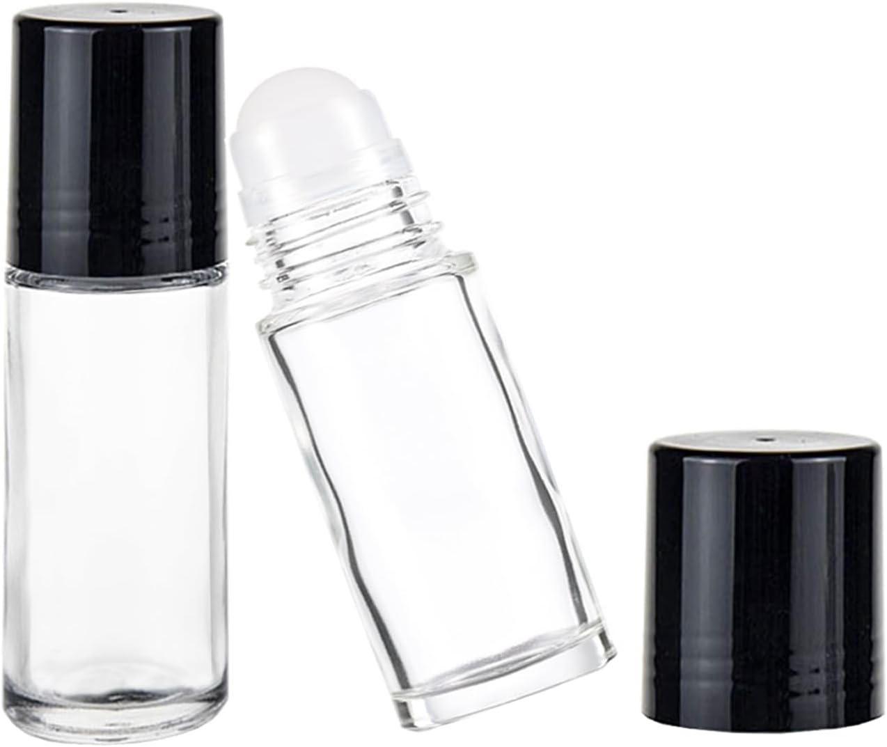 4 Pcs 1oz Deodorant Glass Roller Bottles 30ml Clear Empty Glass Essential Oil Roller Bottles with Plastic Roller Ball Black Cap,Refillable Empty Massage Roll On Bottles Containers image 5