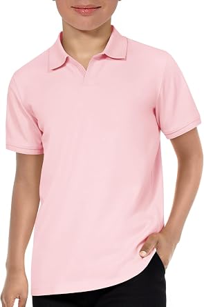 Haloumoning Boys Short Sleeve Polo Shirts School Uniform Shirts 5-14 Years