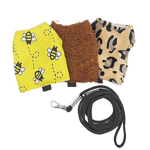 Image of 3 Packs Bearded Dragon Harness and Leash Adjustable(S,M,L) - Soft Leather Reptile Lizard Leash for Amphibians and Other Small Pet Animals (Leopard)