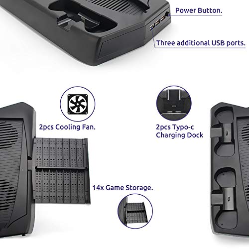 Stand with Cooling Fan and Dual Controller Charger for PS5, KRX All-in-One Design Accessories for Playstation 5 Digital Edition & Dualsense, Console System Charging & Cooling Station for PS5 - Thumbnail 3