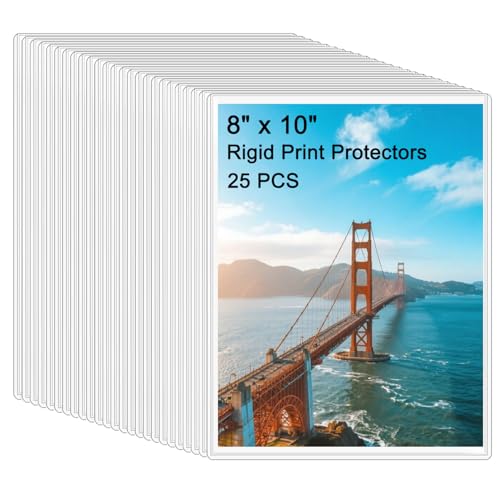 25PCS 8 x 10 Clear Rigid Card Sleeves Waterproof Hard Plastic Protectors for Postcards Prints Photos Trading & Sports Cards Top Load Jumbo Sheet Holders