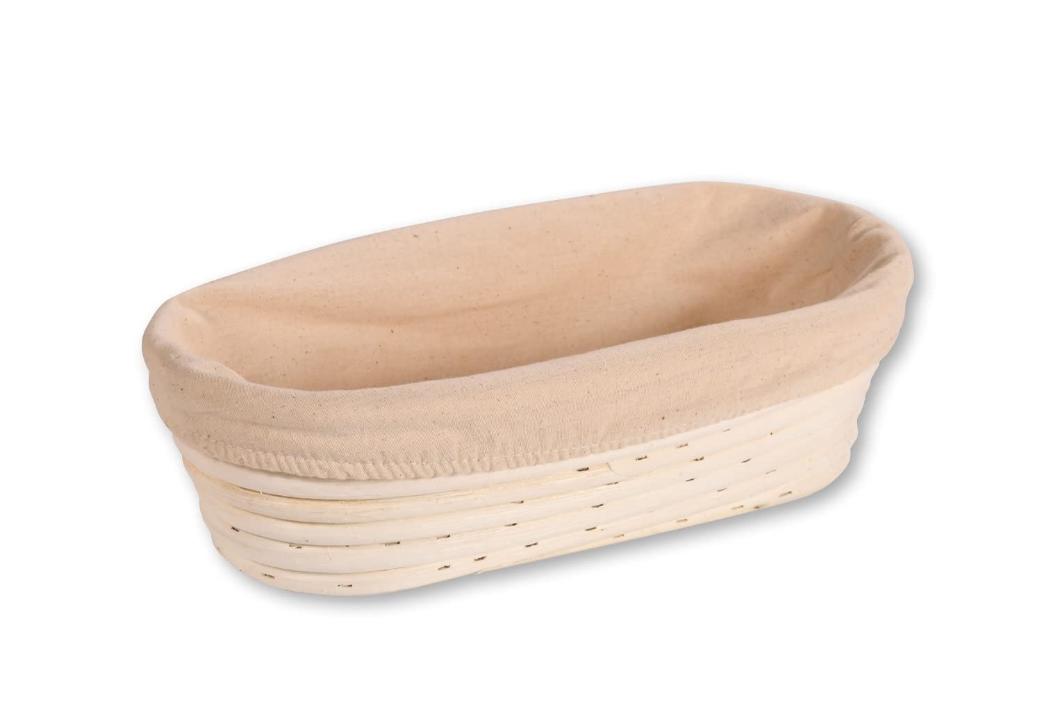 10er SET KESPER 19632 Brot- & Gärkorb aus Rattan, oval, 28 x 15 cm, Textilfutter abnehmbar/Gärkörbchen