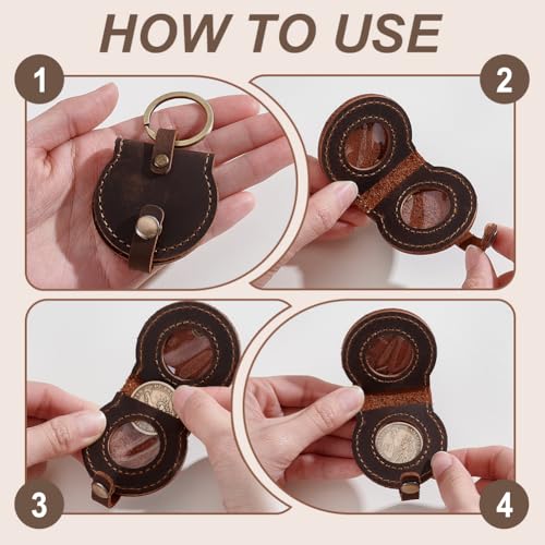 Monedero doble de cuero PLIGREAT para monedas AA miniatura 3