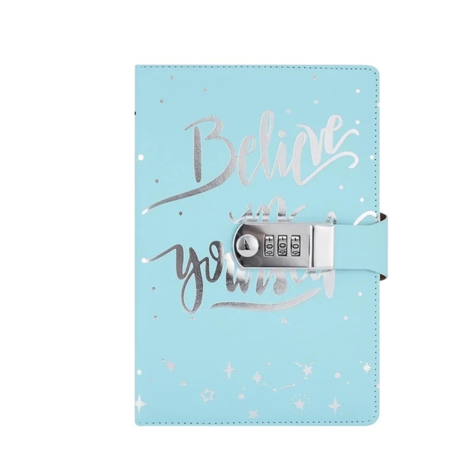 Diario con Candado Cuaderno de cuero A5 con cerradura combinación, diario viaje marinero, agenda personal, bloc notas(Light blue)