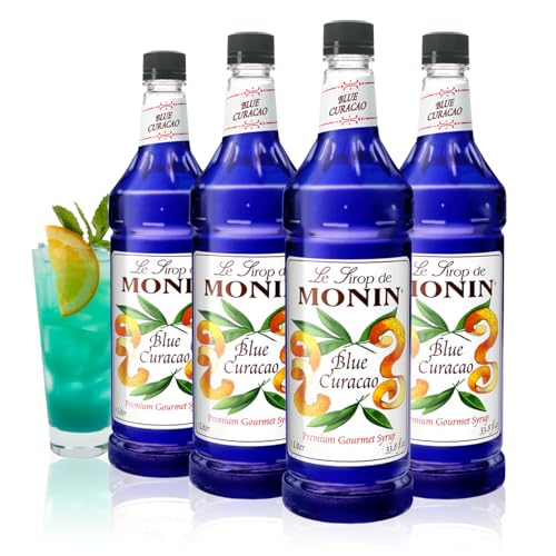 Monin - Premium Blue Curacao Syrup | Iconic Blue Hue & Zesty Sweetness for Cocktails & Creations...