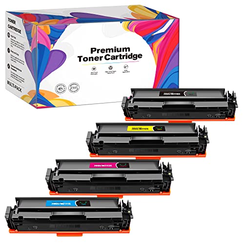 206X Toner Cartridges 4 Pack High Capacity Set (with Chip) Compatible Replacement for HP 206X 206A Color Pro MFP M283fdw M255dw M283cdw M283 Printer W2110X W2110A Ink (Black Cyan Yellow Magenta)