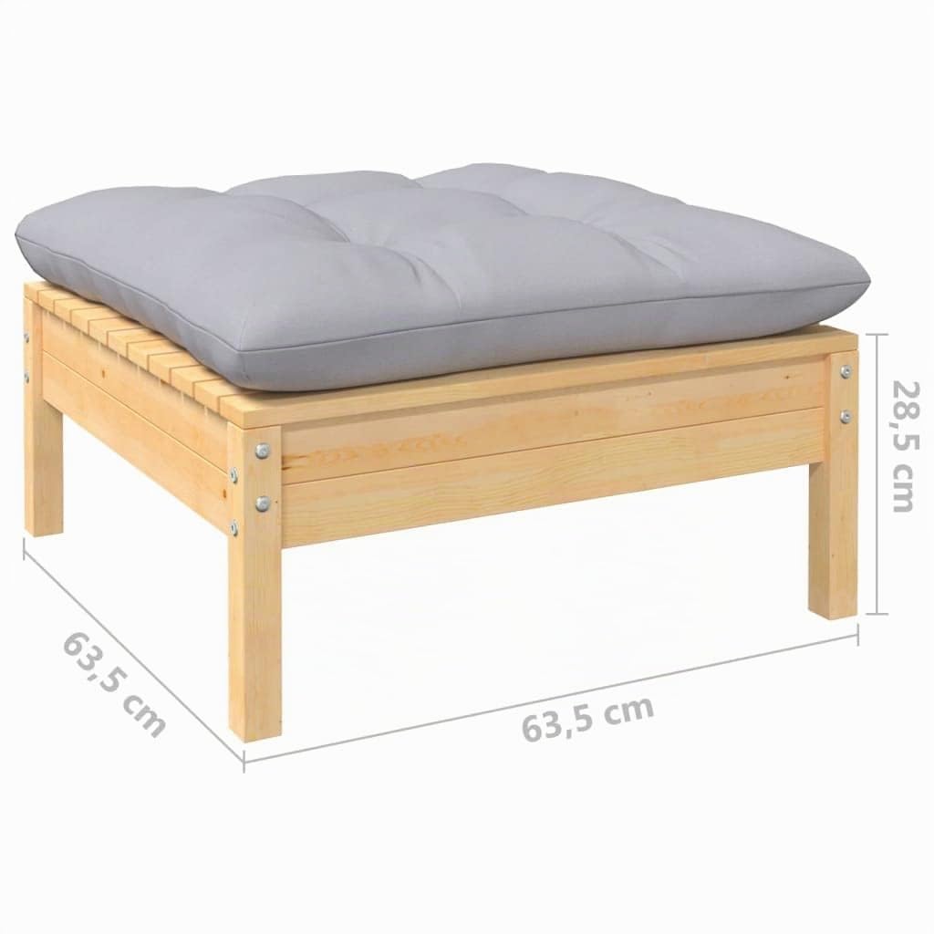 vidaXL Bois de Pin Massif Salon de Jardin 4 pcs avec Coussins Mobilier de Patio Meubles d'Extérieur Mobilier de Jardin Meubles de Terrasse Gris