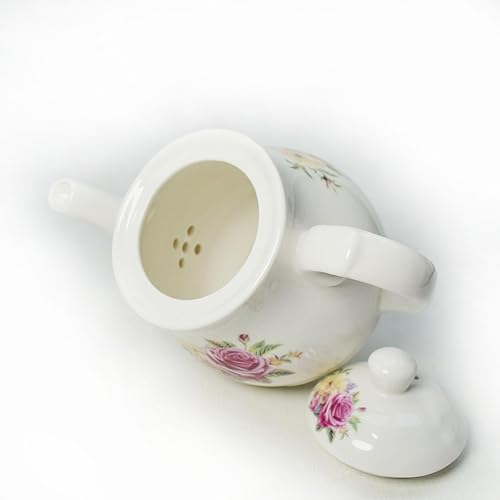 Miniatura 21 de Tetera de porcelana de estilo europeo, cafetera y tetera de agua, hervidor de cerámica vintage (42 onzas)