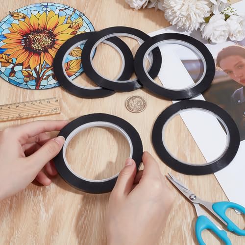 BENECREAT 5 estilos de fita de linha de gráfico preto, fita de quadro branco PET de 2/3/4/5/6,5 mm d