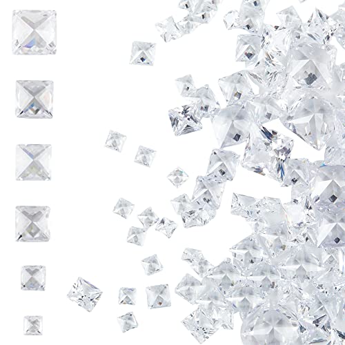 HOBBIESAY 200pcs 0.11-0.31Inches Square Cubic Zirconia Cabochons Loose CZ Stones Faceted Cabochons Flatback Crystal Rhinestone Diamante Gems for Earring Bracelet Pendants DIY Jewelry Making