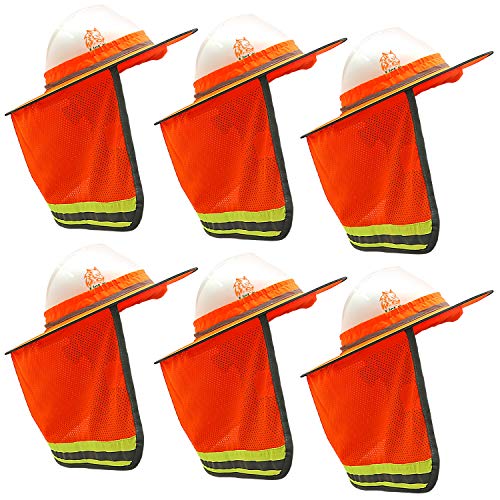 Wolf High-Visibility Orange Reflective Full-Brim Hard Hat Mesh Sun Visor Neck Shade