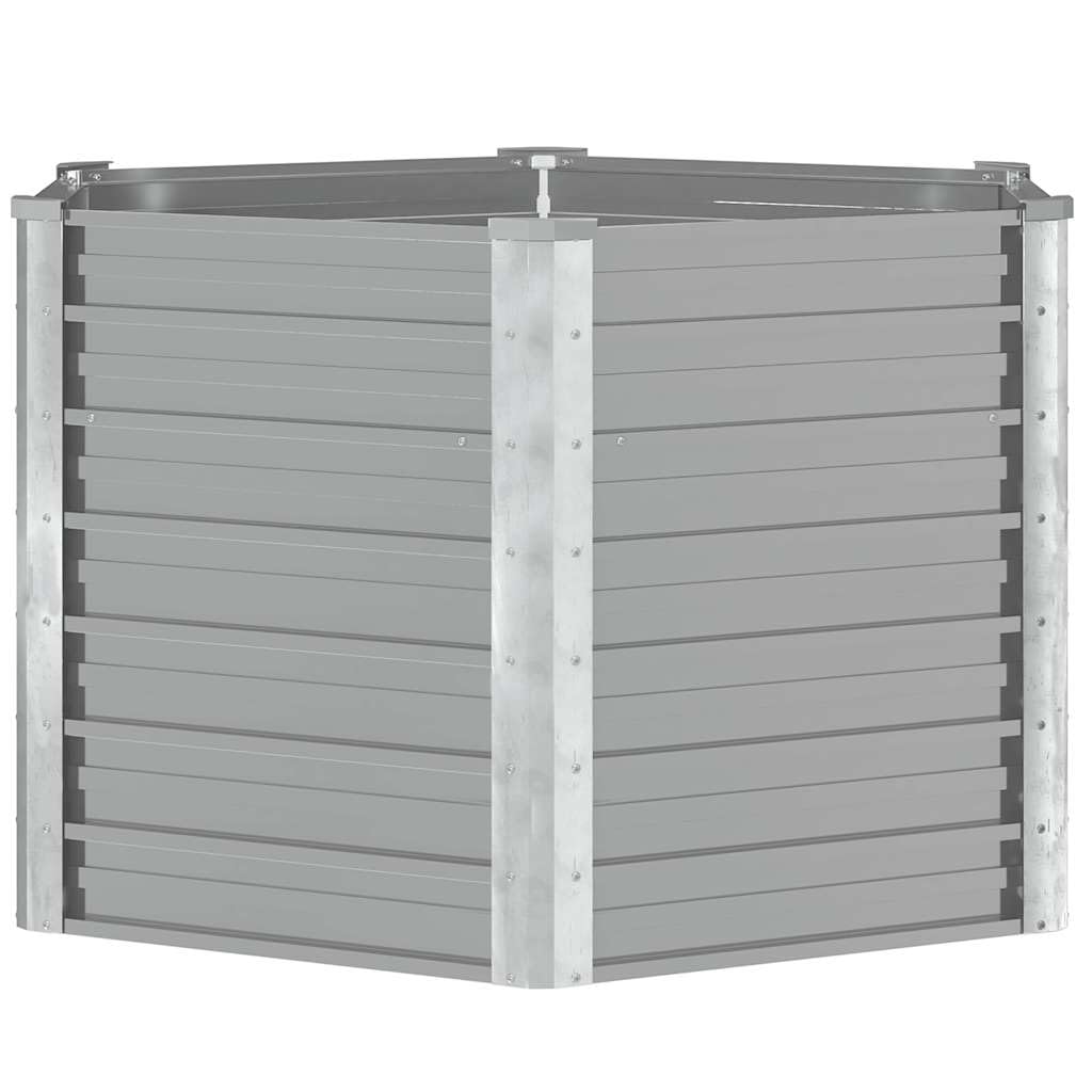Macetero para jardín, bancal alto, acero galvanizado, 129 x 129 x 77 cm, color gris, bancal alto para verduras, flores, jardinera para jardín, balcón, terraza