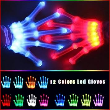 12 Color Led Light up Gloves Cool Finger Flash Toys Party Gift,S
