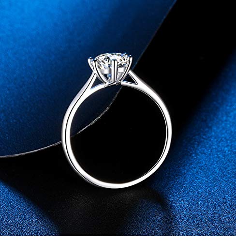 Moissanite Rings for Women, 1/2/3CT Classic Six Prong Solitaire Moissanite Engagement Ring, Wedding Band 925 Sterling Silver with White Gold Plated Lab Created Simulated Round Diamond Ring, D Color VVS1 Clarity.4