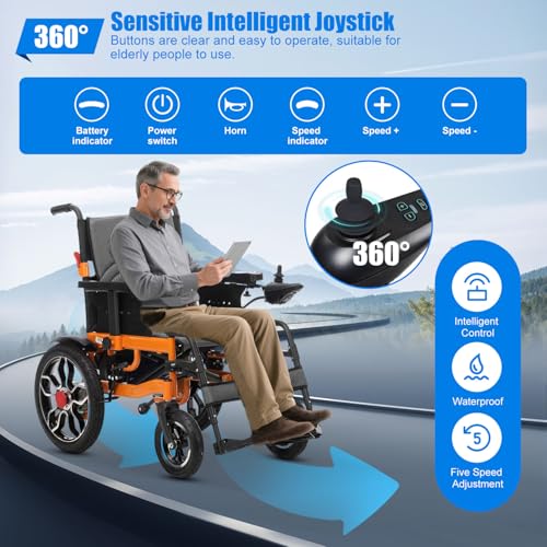 Foldable Electric Wheelchair for Adults,20in Wide Seat Portable Motorized Wheelchair for Seniors,500W Motor All-Terrain Power Wheelchair,25 Miles Range Compact Heavy Duty Wheelchairs Support 330 LBS - Image 7