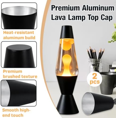 2 Pcs 14.5" Lava Lamp Replacement Cap, Aluminum Top Cap for Classic Lamps - 2