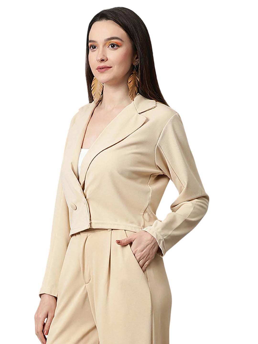 kotty Women's Solid Single Breasted Casual Blazer-picture-41