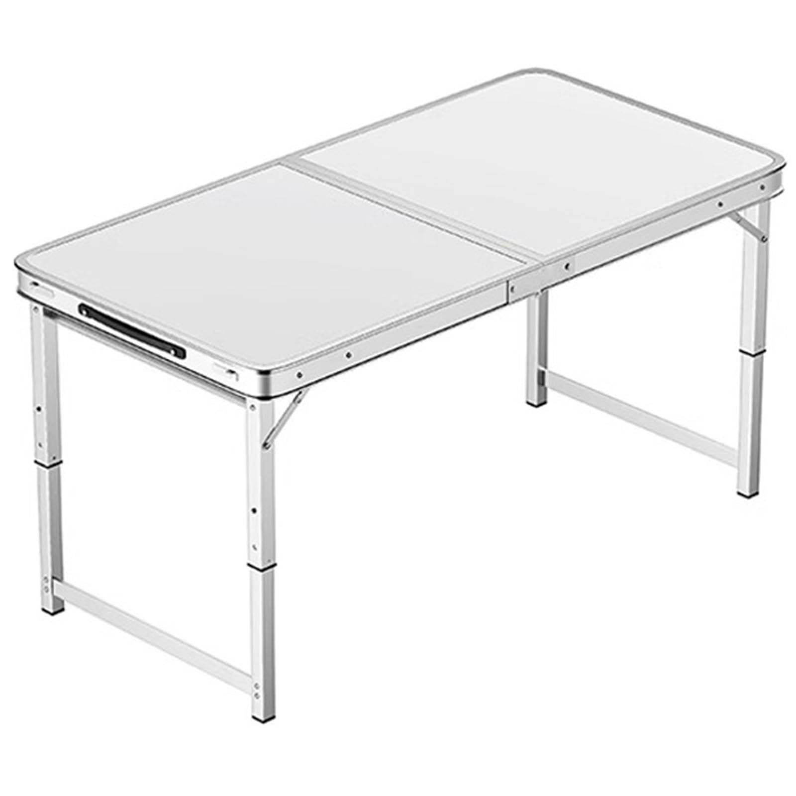 Aluminiowy składany stół o regulowanej wysokości, przenośny stół kempingowy z uchwytem, idealny do cateringu, biura, na imprezę, piknik, ślub, 100 x 50 cm, biały