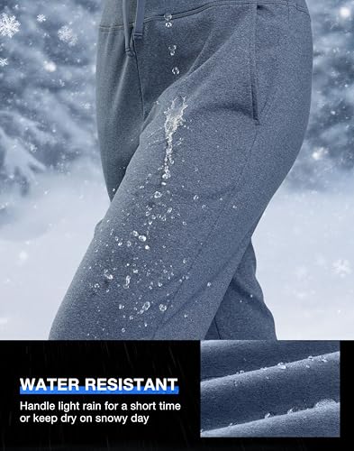 Image of G Gradual Women's Fleece Lined Joggers with Zipper Pocket Water Resistant Running Hiking Pants Winter Warm Thermal Sweatpants