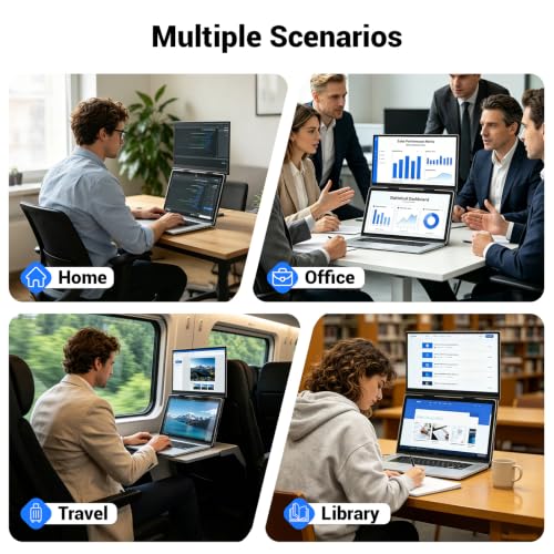 Image of Laptop Screen Extender, 15.6 inch Ultra-Light & Thin Dual Monitor Extender with 1080P FHD IPS, Eye Care & Neck-Friendly, USB-C /HDMI Plug-Play Portable Monitor for Mac /Win /Android, Fits 13-17 inch Laptops