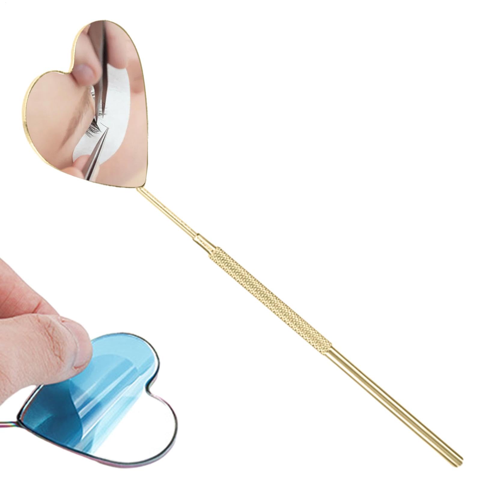 Specchio Lash Tech, Specchio per ciglia per extension ciglia,Specchio portatile per ciglia con manico lungo per trucco - Specchietto per trucco per ciglia per viaggi a casa