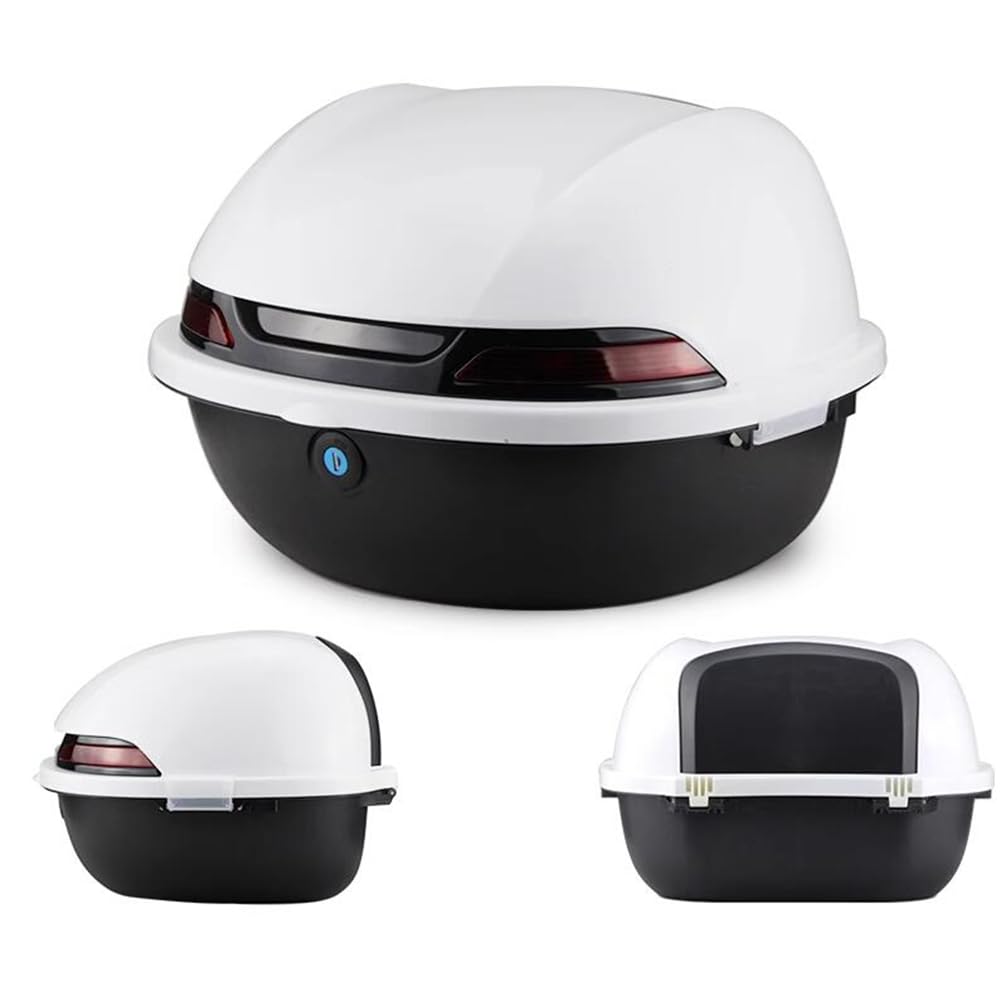 KFGISD, With Backrest And Night Warning Light Scooter Luggage Storage Trunk, for Motorcycle Scooter ,Motorcycle Top Box(White)