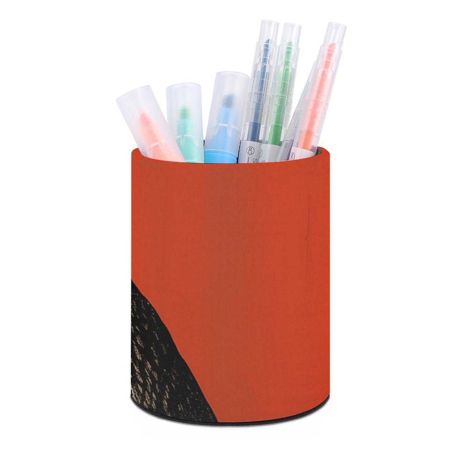 FekiLoot PU Leather Round Pen Holder Penguin Holding Flower Pencil Holder Desk Organizer Pen Organizer Pen Cup Pencil Cup Caddy Desktop Stationery Organizers for Office Home Supplies