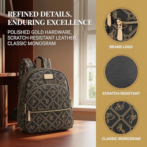 Image of JULIE FERRARO Small Backpack Purse for Ladies Women Fashion Multi Pockets Daypacks with Front Zip Pocket