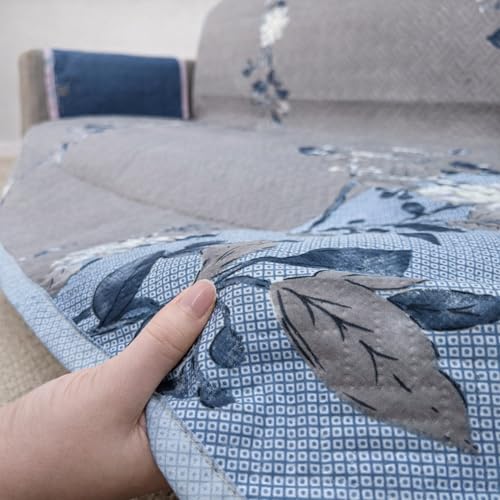 Image of Homerz Premium 2 Seater Quilted Reversible Sofa Cover Mat with Pocket Arms | Polyester Blend 350 GSM Full Coverage & Back Belt for Stability (Velaro, 2 Seater)