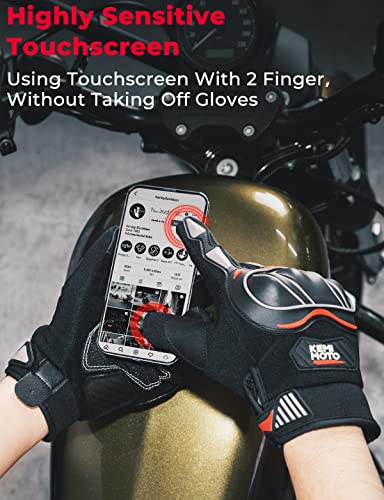 Kemimoto Motorcycle Gloves For Men, Touchscreen Riding Gloves With Hard Knuckle For Outdoor Sports On-Road/Off-Road/Mountain Motorcycle Motorcross Motorbike Dirt Bike Bicycle Racing Atv Utv #TOP1