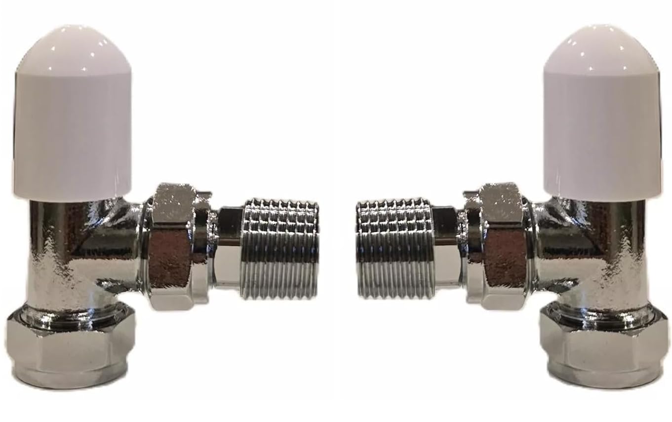 TC Lockshield Radiator Valve Angled 15mm x 1/2" - Pair (Pack of 2)